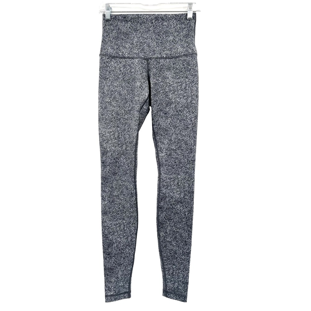 LULULEMON Women's 6 Wunder Under Pant Leggings (Hi-Rise) in Rio Mist White Black